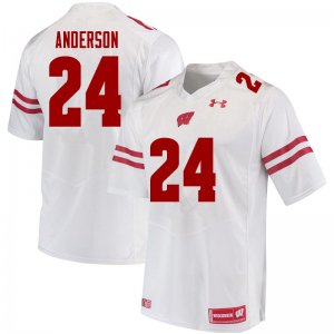 Men's Wisconsin Badgers NCAA #24 Haakon Anderson White Authentic Under Armour Stitched College Football Jersey YX31O33XU